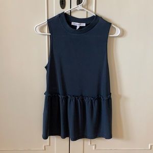 New BCBGeneration Navy Ribbed Peplum Top XS